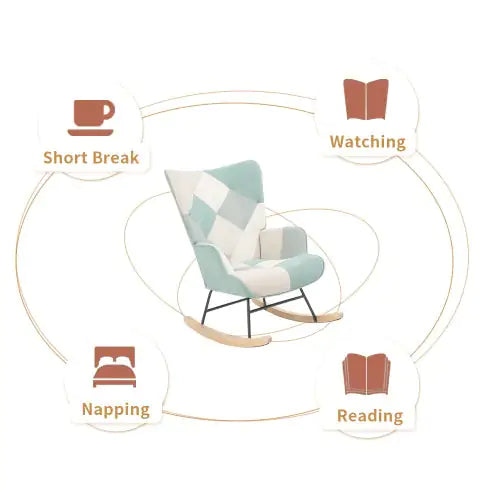 Accent Rocking Chair, Mid Century Fabric