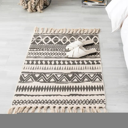 Nordic Vintage Cotton Linen Tufted Area Rug