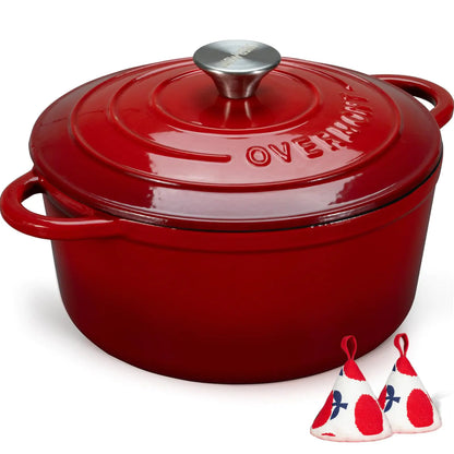 Overmont Enameled Cast Iron Dutch Oven - 7QT
