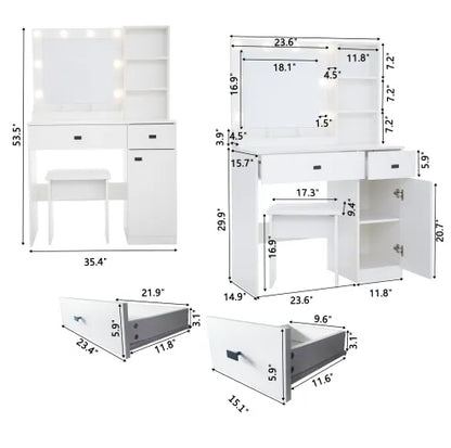 Vanity Desk With Lights, Adjustable