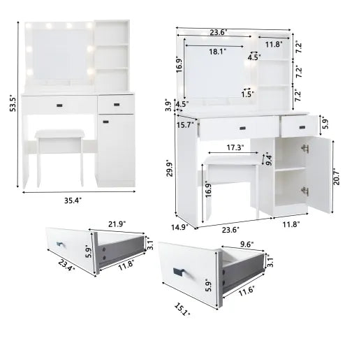 Vanity Desk With Lights, Adjustable