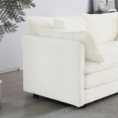 Chenille Two-Seater Sofa With 1 Footrest