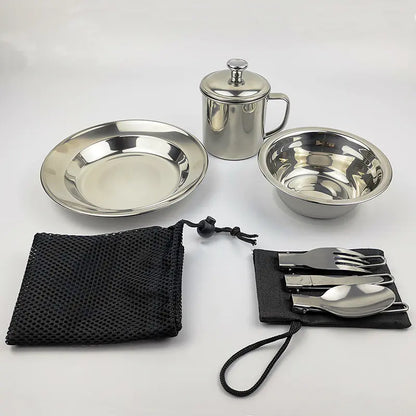 Outdoor Camping Stainless Steel Cookware Set
