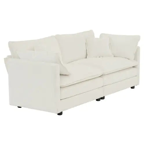 Modern Fabric Double Sofa With 4 Pillows