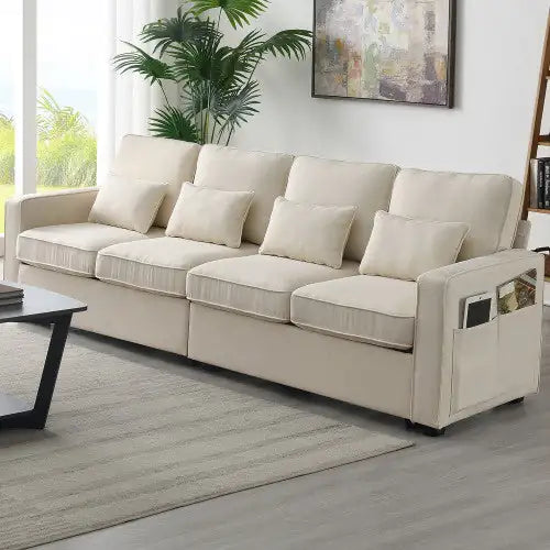 Seater Modern Linen Fabric Sofa