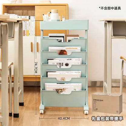 Mobile Plastic Desk Edge Bookshelf and Organizer