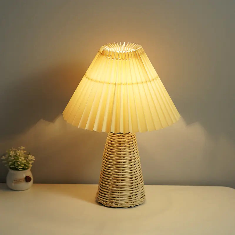 Scandinavian Pleated Bedroom Lamp with LED