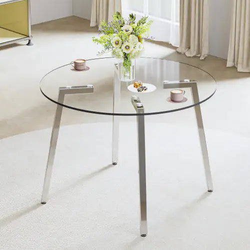 Modern Minimalist Style Round Transparent Tempered Glass Table