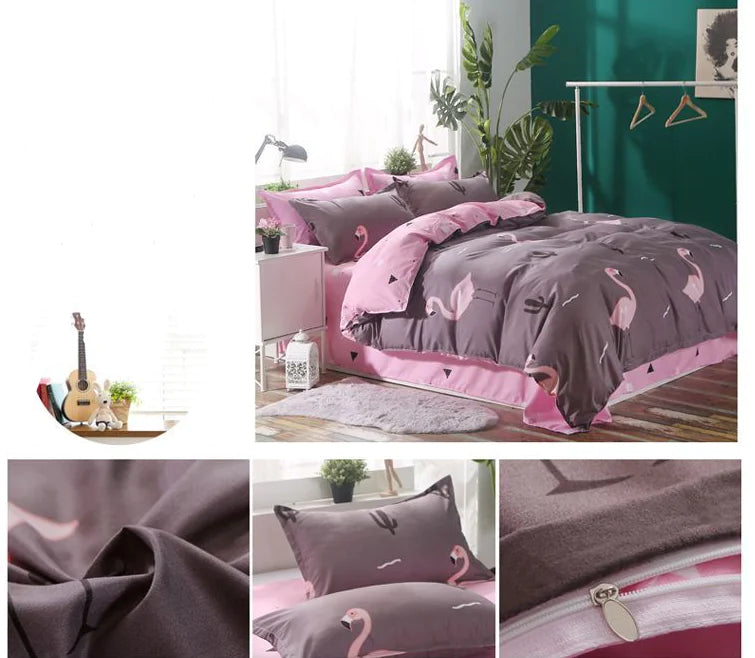 Flamingo Duvet Cover Set - 4-Piece Bedding Collection