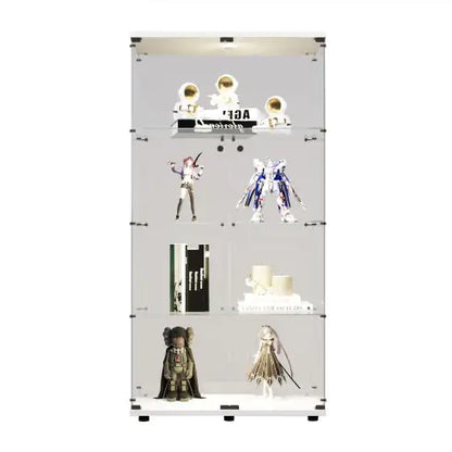 Two-door LED Lights Glass Display Cabinet, 4 Shelves