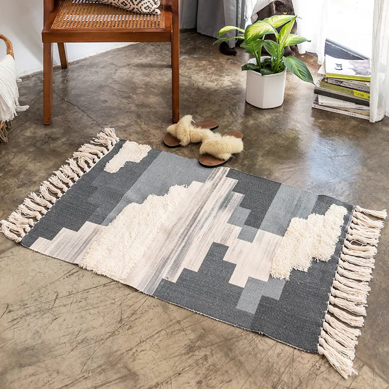 Nordic Vintage Cotton Linen Tufted Area Rug