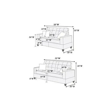 2pc Sofa And Loveseat Set, Solid Pine