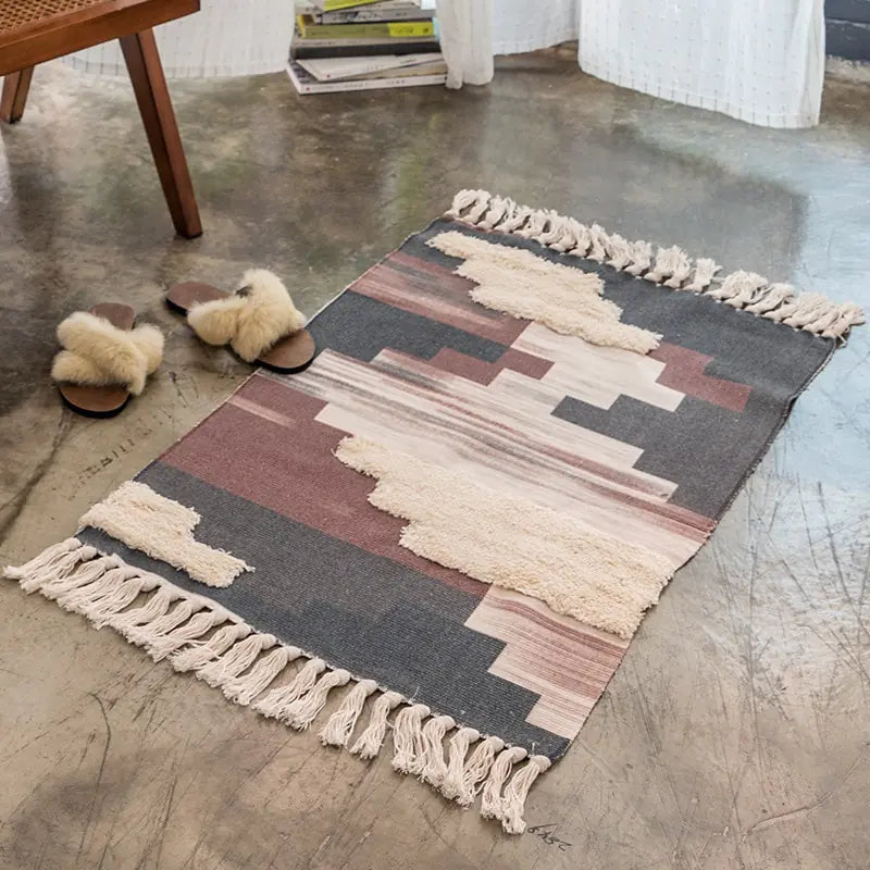 Nordic Vintage Cotton Linen Tufted Area Rug