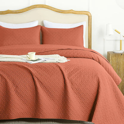 FLYMME Queen Quilt Bedding Set Burnt Orange