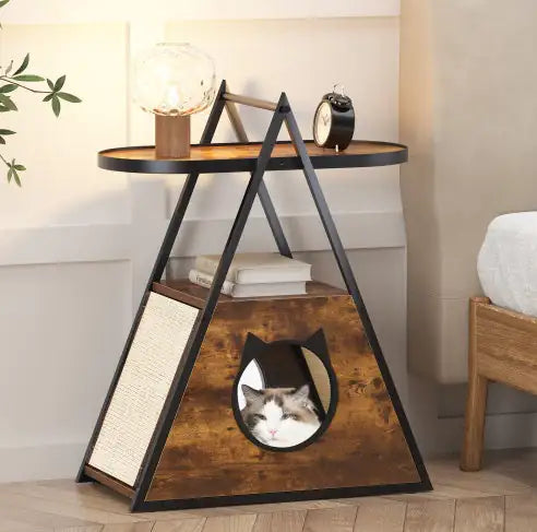 Wood Cat Condo Black Vintage Pet Furniture