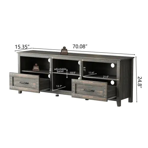 70 Inch Length TV Stand, With 2 Drawers