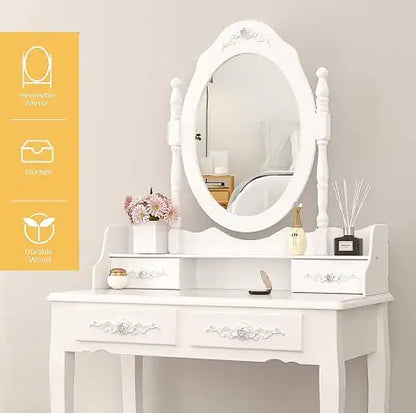 Vanity Table Set With 4 Drawer