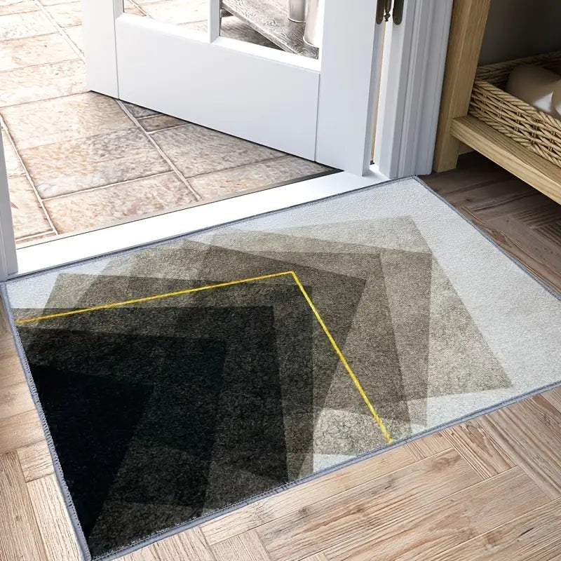 Geometric Abstract Velvet Fabric Rug with TPR Backing