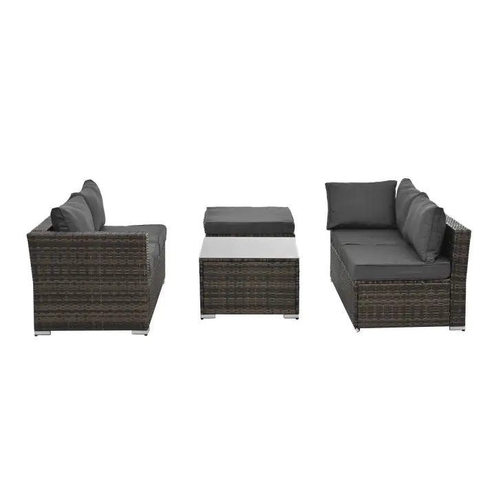 Patio Outdoor Furniture, 4 Set Wicker With Tempered Glass
