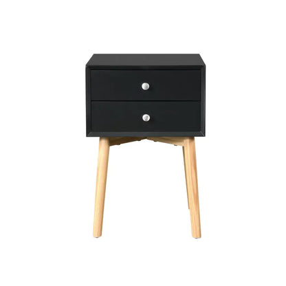 Side Table, With 2 Drawers And Rubber Wood Legs