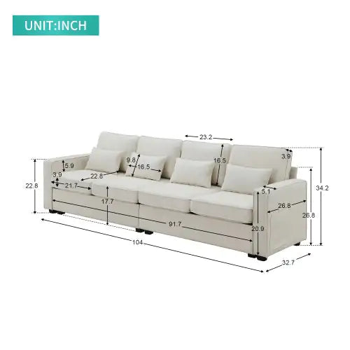 Seater Modern Linen Fabric Sofa