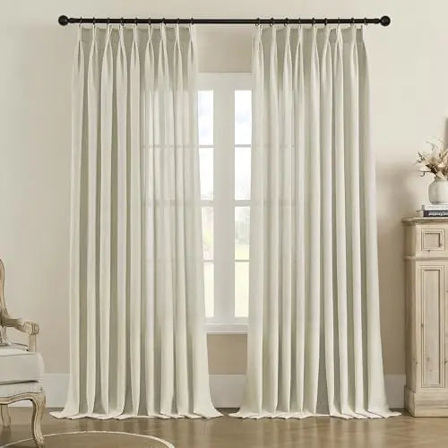 MASWOND Semi Sheer Curtains 100W x 108L"(1 Panel Linen)