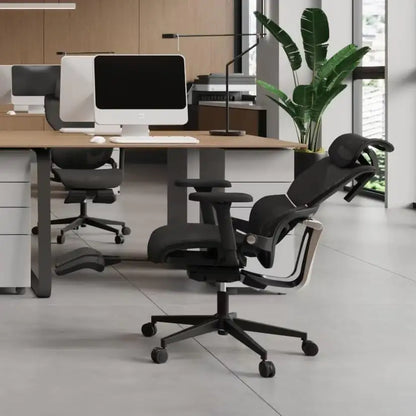 Ergonomic Office Chair With Footrest, Tilt Mesh Computer Chair