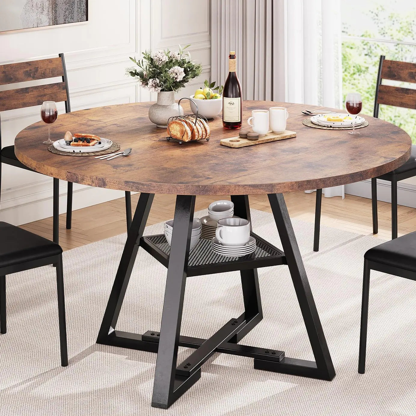 Round Dining Table for 4 Kitchen Table