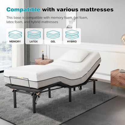 Adjustable Bed Base, Bed Frame Wireless Control, TXL