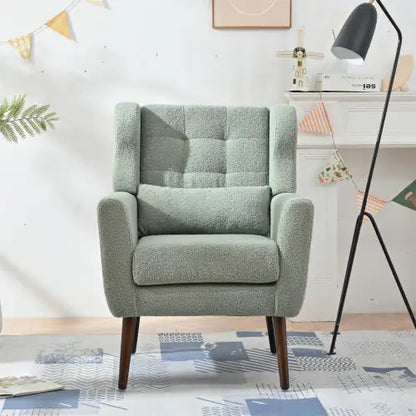 Modern Upholstered Chairs, Teddy Fabric Light Green