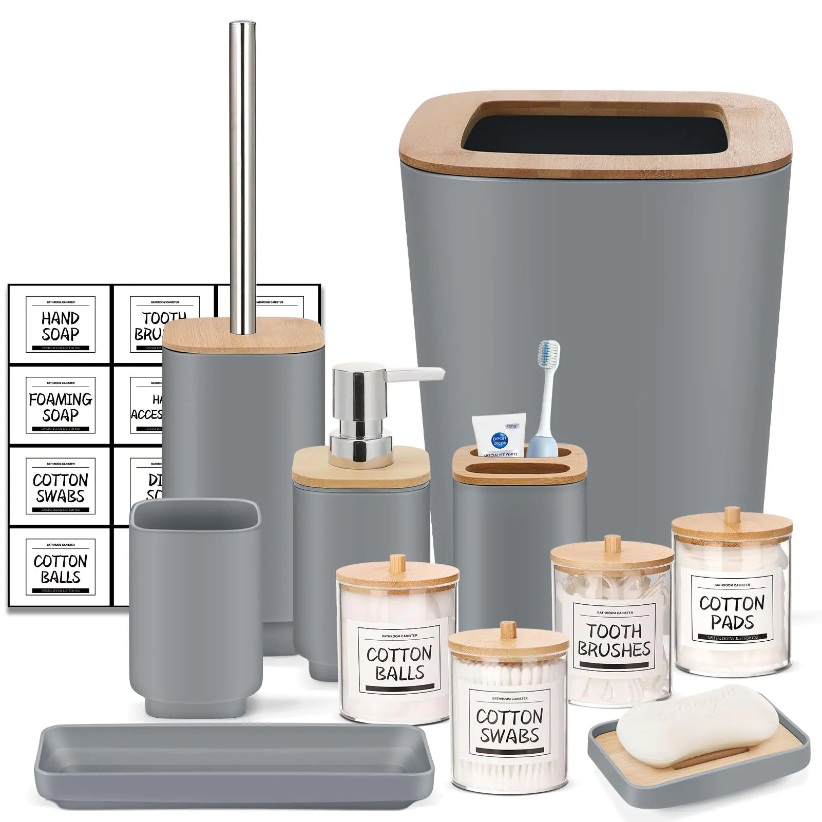 Grey Bathroom Set, 11 Pcs