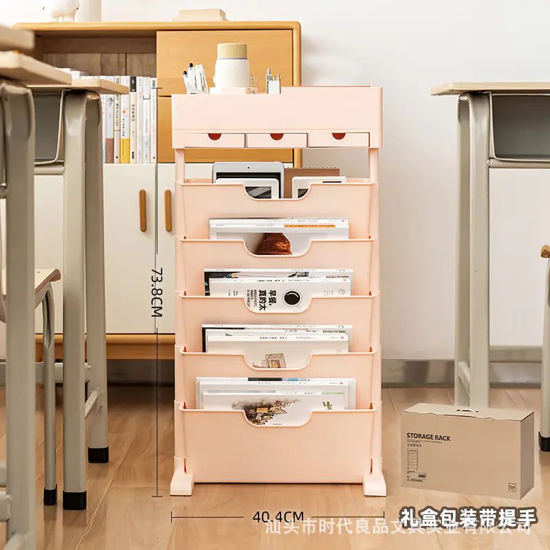 Mobile Plastic Desk Edge Bookshelf and Organizer