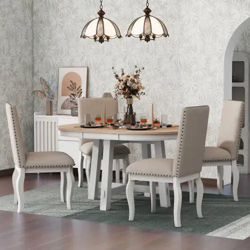 5-piece Farmhouse Wooden Dining Table Set