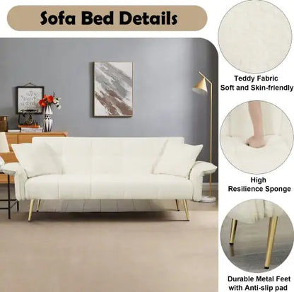 Convertible Double Sofa Bed With Folding Armrests