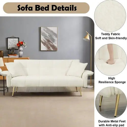 Convertible Double Sofa Bed With Folding Armrests