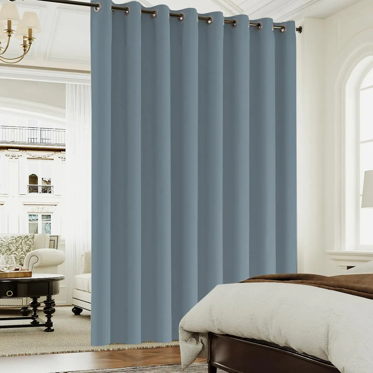 Turquoize Blackout Curtains 1 Panel (100Wx84L Inches Stone Blue)