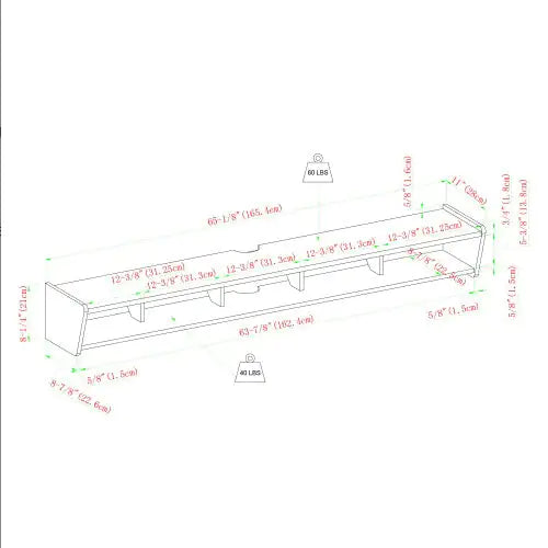 Modern Wall-Mounted Floating TV Stand Coastal Oak