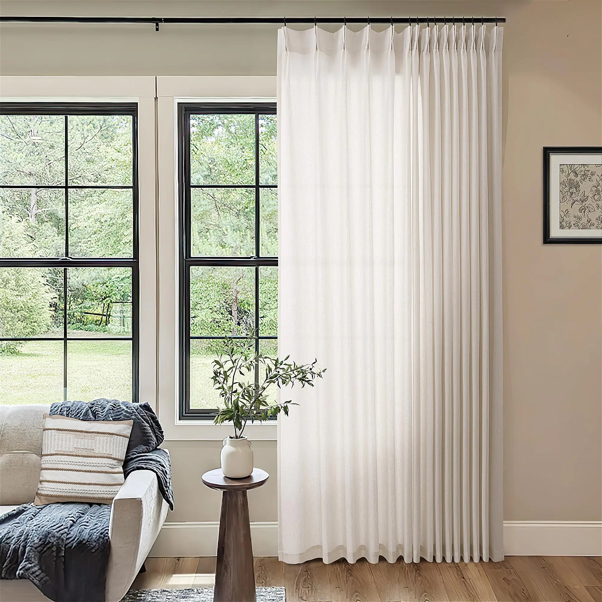 Linen Sheer Pleated Curtains 84 Inches Long 100 Inch Wide