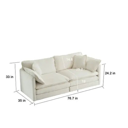 Chenille Two-Seater Sofa With 1 Footrest