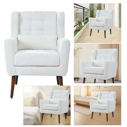 Modern Upholstered Chairs, Teddy Fabric White