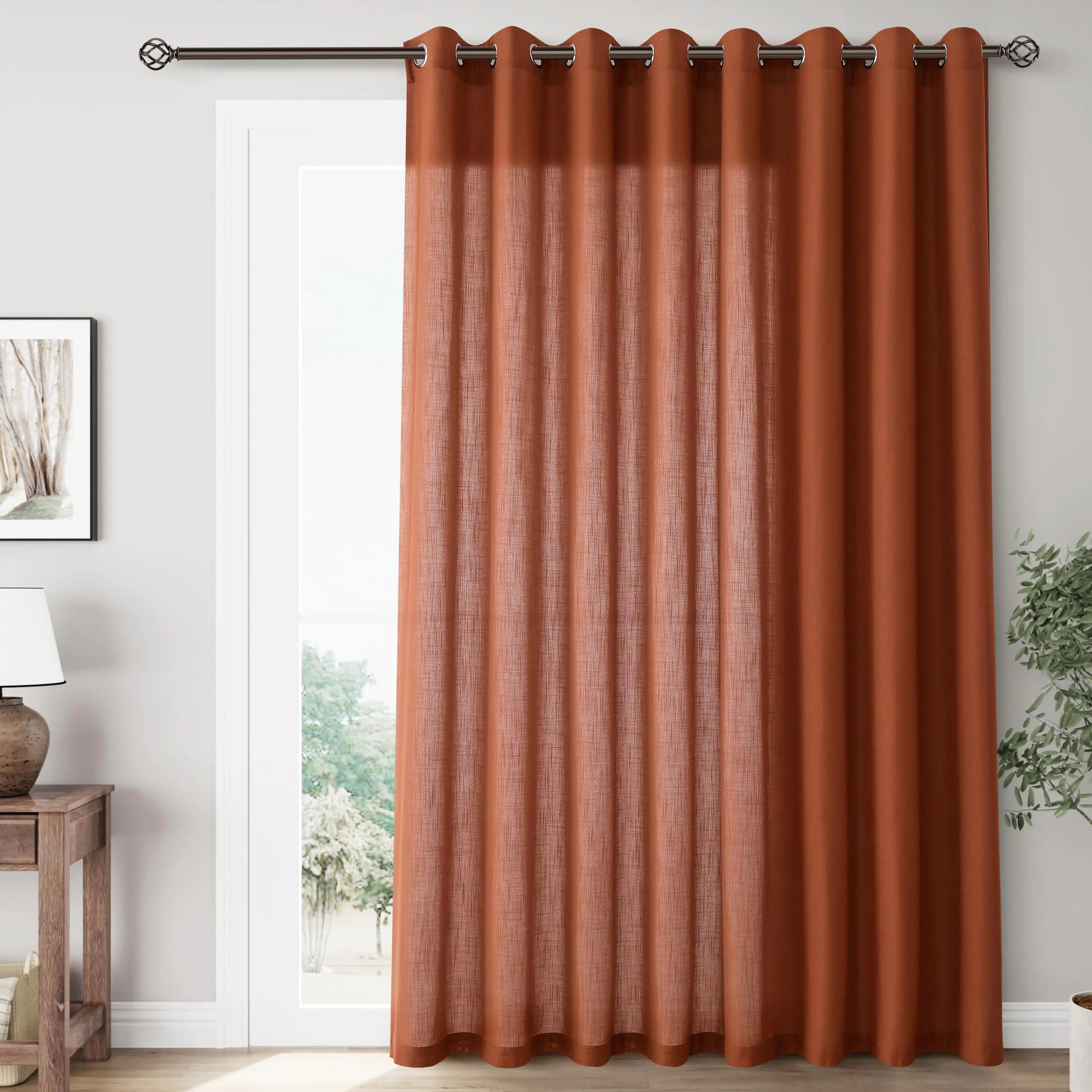 Terracotta Extra Wide 100 inch Linen Curtains, 100x84