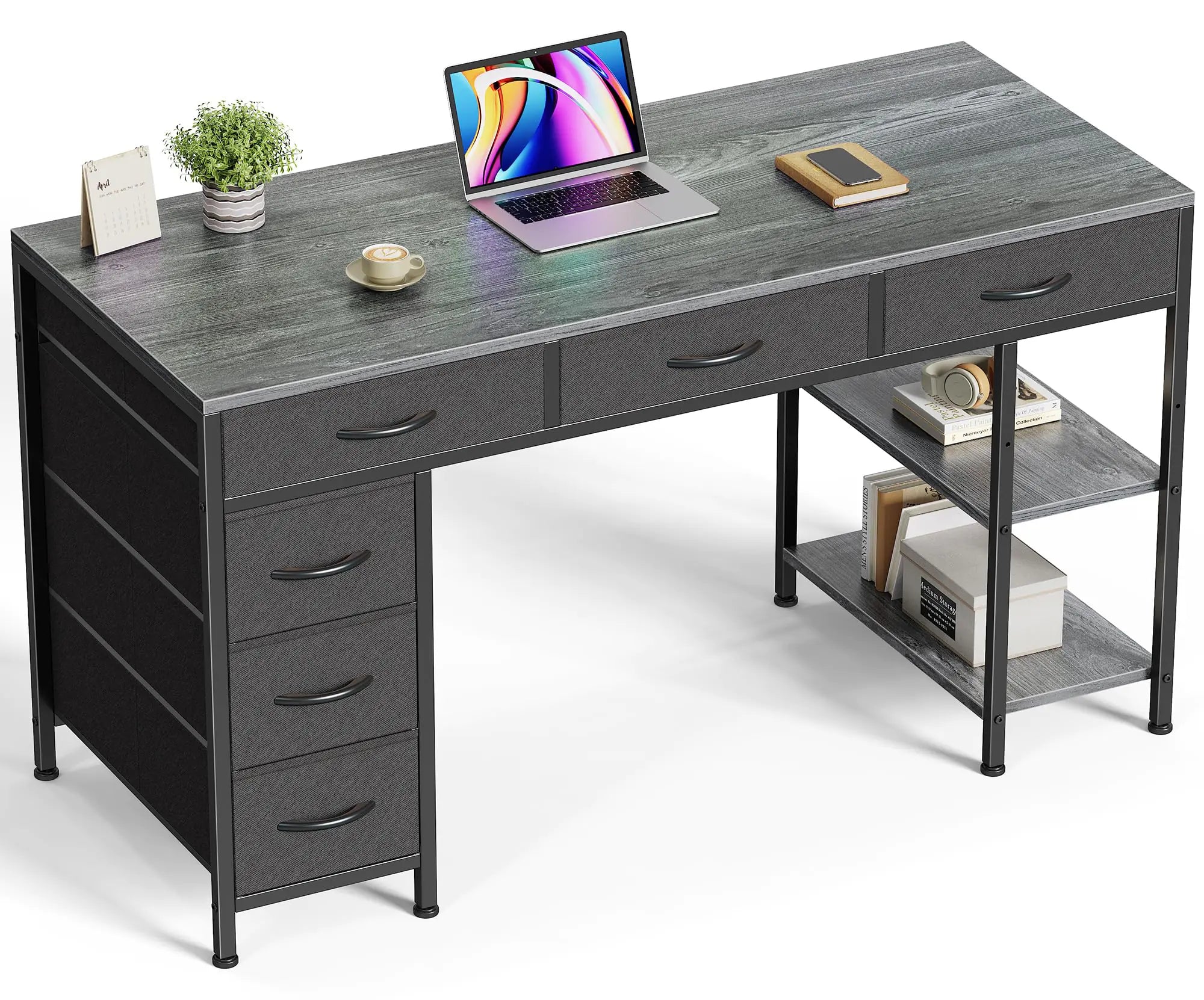 Huuger Computer Desk with 6 Drawers 47 Inch Office Desk