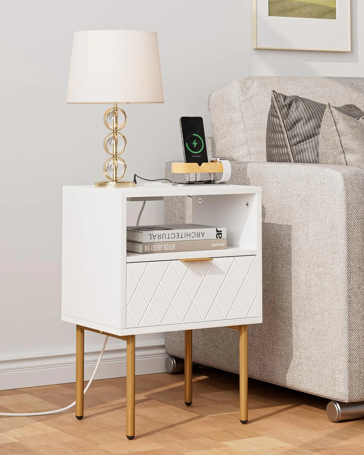 Masupu Nightstand with Charging Station