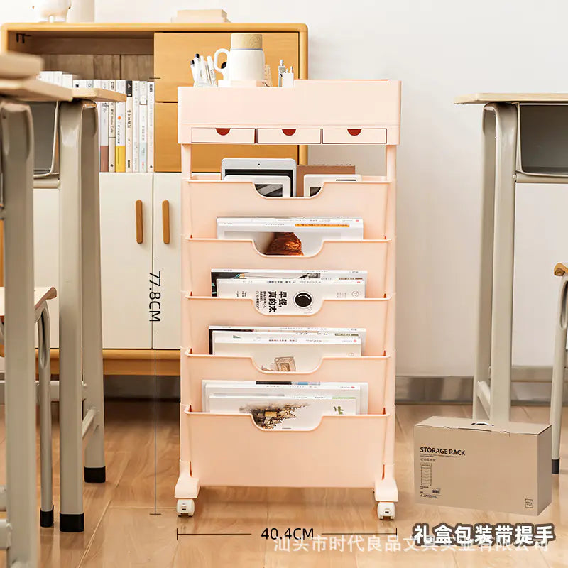 Mobile Plastic Desk Edge Bookshelf and Organizer