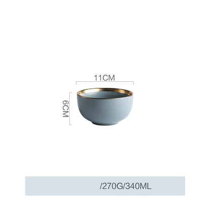 Nordic Gold Trim Ceramic Dinnerware Set (Plates & Bowls)