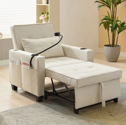 Futon Chair Convertible Bed, 3-in-1 Pull Out Sleeper
