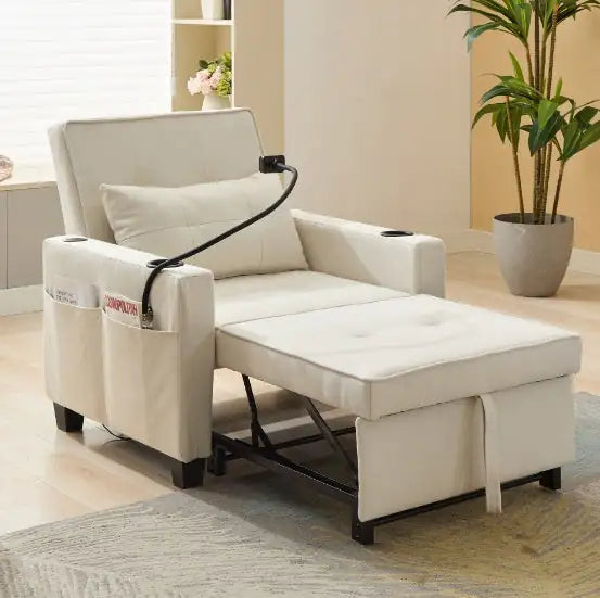 Futon Chair Convertible Bed, 3-in-1 Pull Out Sleeper