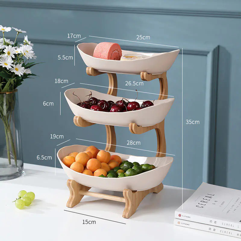 Elegant Multi-Tiered Fruit and Snack Stand