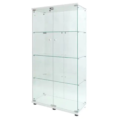 Two-door LED Lights Glass Display Cabinet, 4 Shelves