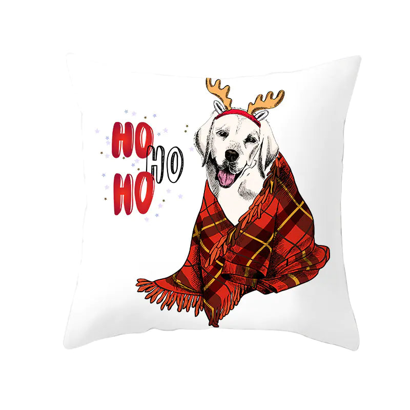 Festive Pet Print Peach Pillow Cover